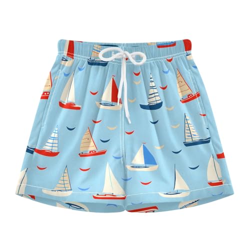 Toddler Boys Swimwear Swim Trunks with Compression Liner 4T Boats
