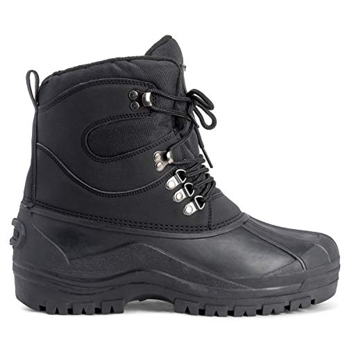 Polar Mens Short Nylon Mesh With Overlay Duck Waterproof Sole Lace Up Winter Snow Boots - Black - UK10/EU44 - YC0439 - Image 4