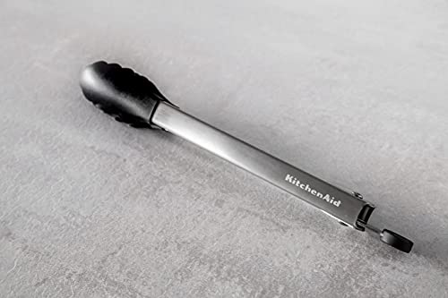 KitchenAid Kitchen Tongs, Silicone Tongs, Stainless Steel Cooking Tongs, Easy Wash Sicilone Tipped Tongs - Onyx Black - Image 4