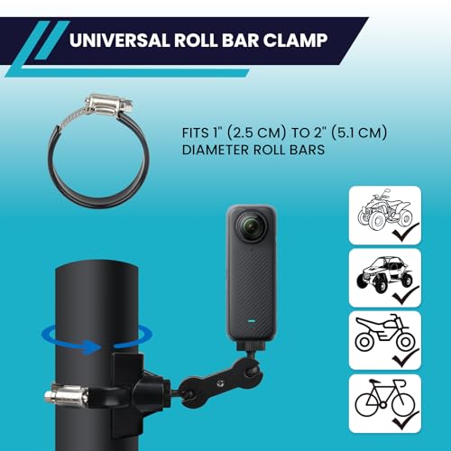 BarGrip Universal Roll Bar Camera Mount Clamp for Action Cams – Fits 1” - Additional View