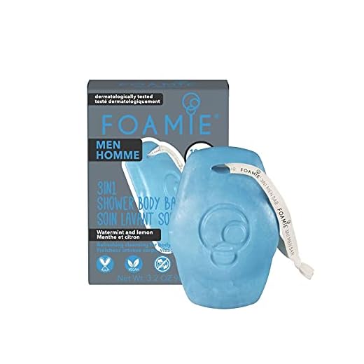 Foamie Soins pour la Peau et le Cheveux 3-en-1 pour Homme Shampoing Homme et Shampoing Barbe, Savon Solide et Nettoyant Visage Homme, 100% Vegan 90G