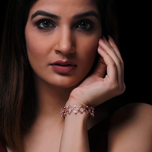 Giva 925 Sterling Silver Hypoallergenic Rose Gold Plated Zircon Studded Supple Ring Cum Bracelet | Anniversary Birthday Gifts For Women & Girls | 925 Stamp #TOP2