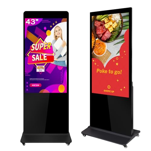 ZLPOWER 43\" Digital Signage Display Kiosk Non Touchscreen Digital Kiosks Interactive Floor Standing Full HD IPS LCD Screen Commercial Totem with Android 11 System Interactive Advertising Media Player