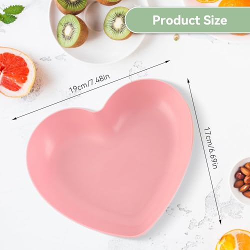 5 Pack Heart Plates with Holder Heart Shaped Plates Bowls 7.48×6.69in for Appetizer Salad Fruit Cake Snack Dessert Pink Heart Shape Salad Dinner Bowl for Sushi Ice Cream - Image 3