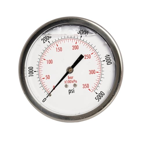 Manomètre de pression d'huile 4 pouces robuste en acier inoxydable 1/4" NPT
