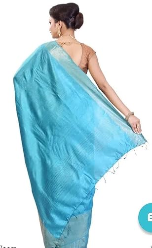 Shilp Bazaar turquoise tussar silk saree in tussar silk – image 2