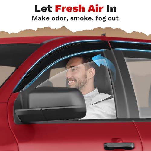 Image of Canvcle Ranger Rain Guards - Window Visors for Ford Ranger XL XLT Lariat Raptor 2024 2025 2026, Outside-Mount Tape-On Side Window Wind Deflectors for Ranger Accessories, Vent Visors Shades Rainproof