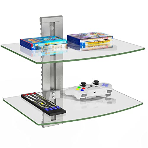 Cocina, Wireless WALI Estante Flotante para Pared con Cristal Templado Reforzado Transparente para Reproductores de DVD, Cajas de Cables, Consolas de Juegos, Accesorios de TV...