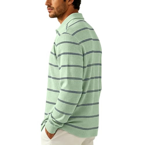Rugby Shirt Men Henley Collared Button Mens Long Sleeve Tee Shirts - image 3
