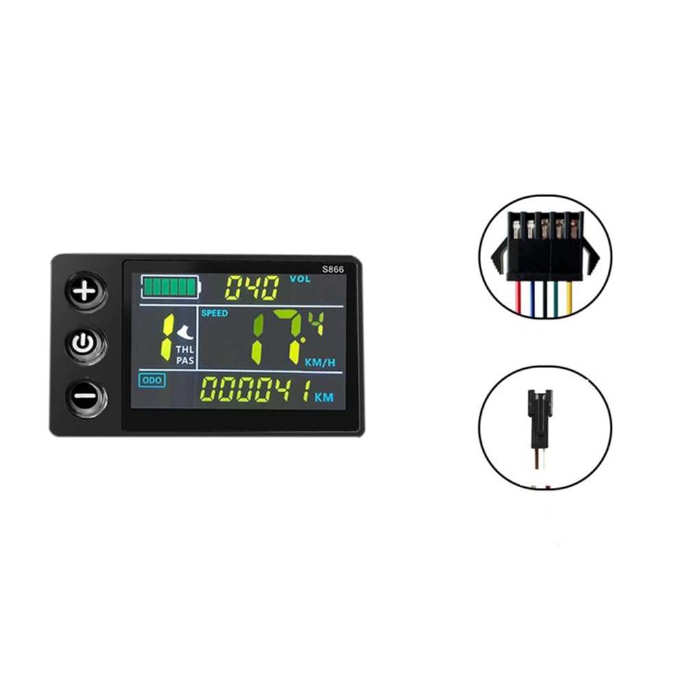 Écran LCD S866 Pour Vélo Électrique - Compatible 24V/36V/48V, étanche IP65, Support 22.2mm, Rétroéclairé