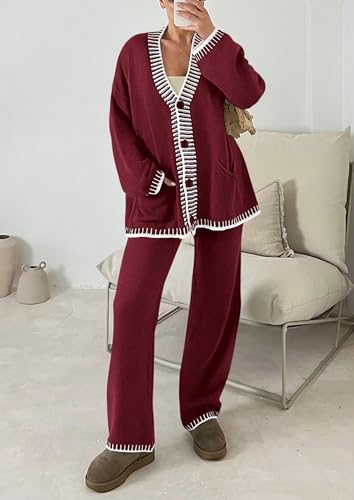 PRETTYGARDEN Lounge Sets for Women Fall 2025 Loungewear 2 Piece Outfits Cardigan Sweaters Track Suit Matching Winter Clothing
