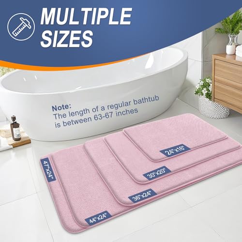 Image of OLANLY Thick Memory Foam Small Bathroom Rugs 24x16, Extra Soft Absorbent Bath Rug, Quick Dry Bath Mats, Non-Slip, Machine Washable Mat for Bathroom, Tub and Shower, Home Decor Accessories, Dusty Rose
