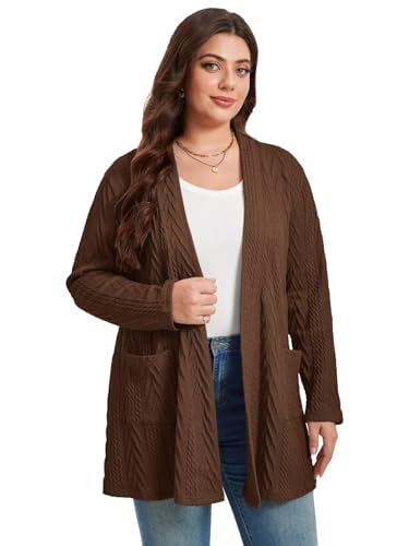 Image of BELAROI Womens Plus Size Cardigan Long Sleeves Fall Sweaters with Pockets Lightweight Jacket Open Front (1X-5X)
