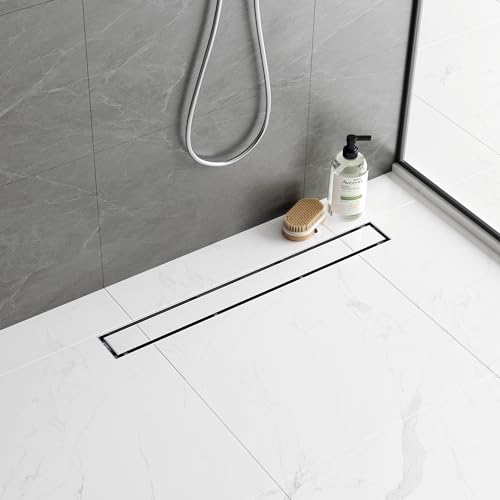 Neodrain Duschrinne 70cm Edelstahl Bodenablauf - 360° Siphon Duschablauf Extra Flach mit Geruchsstop Haarsieb und Adapter Für Bad