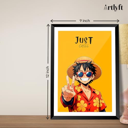 Image of ArtLyft Demon Slayer Anime Wall Frame A4 | Rengoku Quote Poster Frame | Motivational tanjiro - renguko Wall Art | Otaku Room Decor | Anim Lover Gift (Just Chill White Boarder)