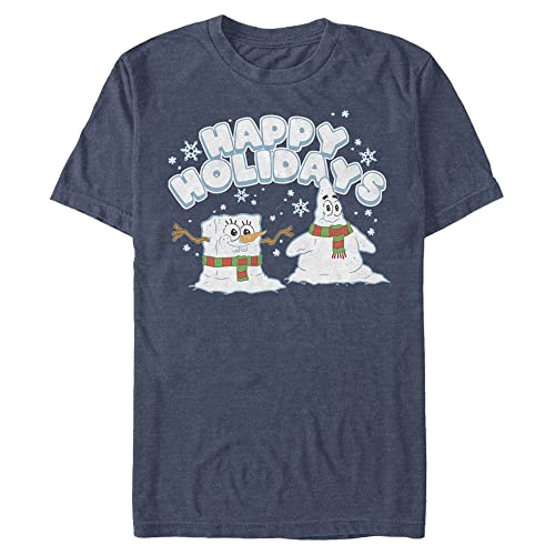 T-Shirt Homme Nickelodeon Bonhommes de Neige Happy Holidays en coton confortable