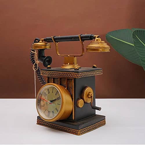 Téléphone vintage horloge décorative en fer noir, cadeau rétro idéal - 3