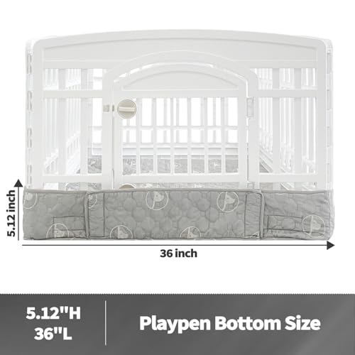 PJYuCien Dog Playpen Bottom Pad Fits for 36 Inch 4 Panels Exercise Pet Pen, Using as a Fence Stabilization and Puppy Pen Mat, Hoop and Loop Design, Grey (Playpen Not Included) - Image 4