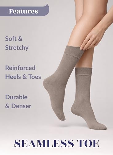 Image of Hugh Ugoli Women's Thin Soft Rayon Derived from Bamboo Crew Socks for Dress, Trouser, Seamless Toe & Non-Binding, 5-8 /9-11