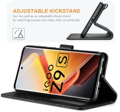 Image of TOUCCH Flip case for iQOO Z9s 5G| Leather Finish Cover & Flexible Stand Design | Card and Money Pocket | Black