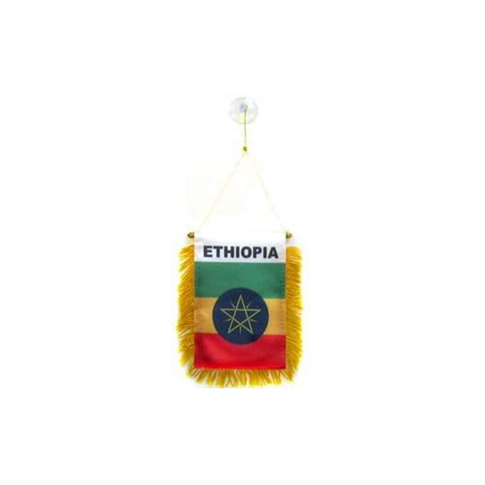 AZ FLAG Ethiopia Car Flag 4x6 in 100D Polyester Suction Cup