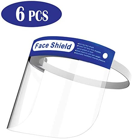 Safety Face Shield, 6 PCS Reusable Adjustable Transparent Full Face Protective Visor with Eye & Head Protection, Anti-Spitting Splash Facial Cover for Women Men