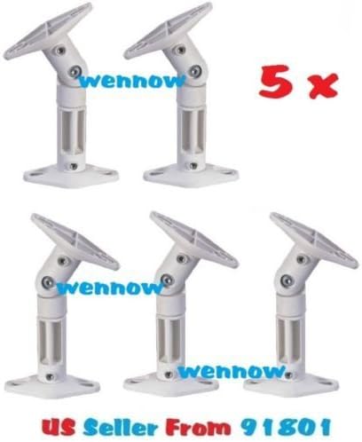 (5) NEW White Ceiling Wall 360 Degree Rotate and 180 Degree Tilt Adjust Home Speaker Brackets Mounts