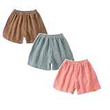 Generisch Kinder Sommer-Shorts im 3er-Pack, atmungsaktive Baumwollhose für Kleinkinder, vielseitige Freizeithose für Mädchen und Jungen, weiche Basic-Hose