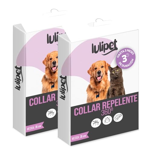 Clim Profesional 2 Collar Antiparasitario Perros y Gatos de 35 cm de diámetro. Pack 2 Collares Repelente de Insectos con Dimeticona