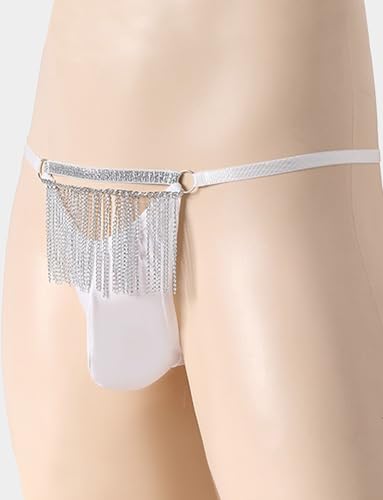 Panegy Mens Metal Tassels Thongs Sexy Shiny Strap G-Strings Low Waist Thong Panties2