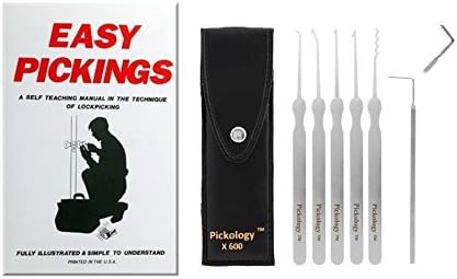 X600-6 Piece Lock Pick Set with Reinforced Handles and Easy Pickings Booklet