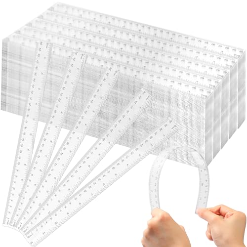 Fumete 300 Packs 12 Inch Clear Plastic Ruler Bulk with Inches and Centimeters Students Drafting Measuring Tool, Metric Rulers for Classroom Office Supplies