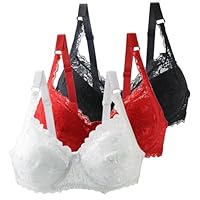 Générique Lot de 3 Soutiens-Gorge Femme à Armatures Grandes Tailles Push-Up Dentelle avec Bretelles Réglables – Lingerie Confortable Respirante pour Usage Quotidien 75–105 B C D E