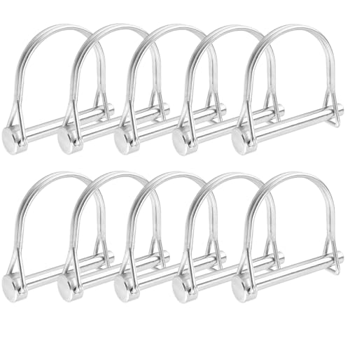 Pipe Folding Cotter Pins, Pack of 10, 8 x 70 mm Locking Pin, D Shaped Coupling Pin, Spring Steel Locking Bolts, with Locking Locking Pin, for Farm Trailers, Farm