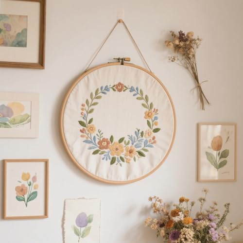 10 Pieces Small Embroidery Hoop,Autuwintor Bamboo Circle Cross Stitch Hoop Ring 3 inch for Embroidery,Craft,Sewing and Ornaments,Round — view 2
