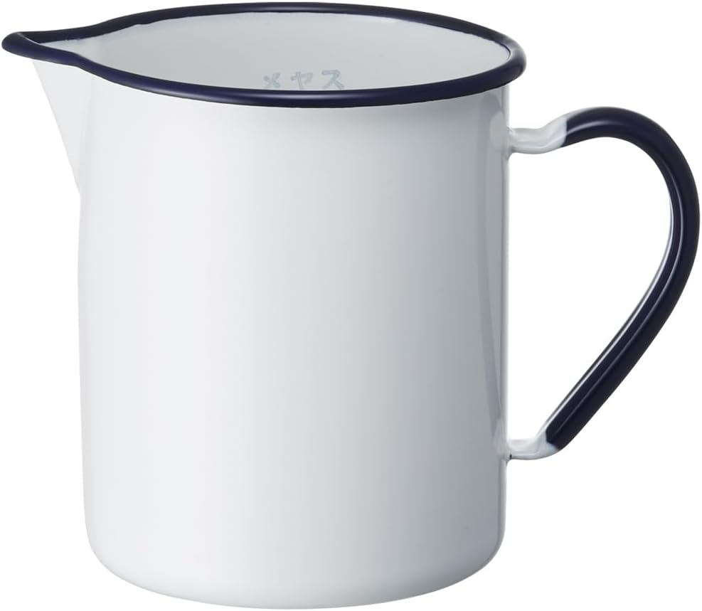 水道から50度のお湯を出してそこに浸ける方式でやっていました（野田琺瑯 ビーカー ホーロー 耐熱 1L ネイビー HB-010）