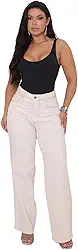 Calça Feminina Jeans Wide Leg Pantalona Algodão Lisa Básica