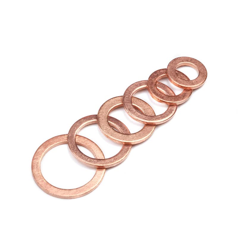 120Pcs M5/M6/M8/M10/M12 Copper Sealing Washer for Boat Crush Washer Flat Seal Ring Fitting Kit