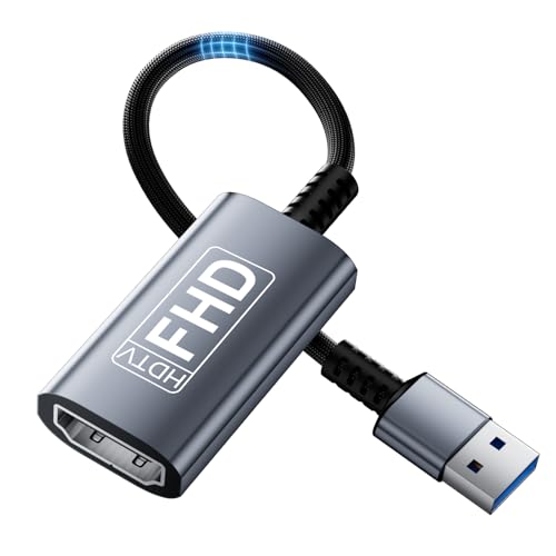 Ticenpe USB auf HDMI Adapter f&uuml;r Monitor, 1080P USB-A auf HDMI Konverter, Treiberinstallation erforderlich, Aluminium Adapter f&uuml;r PC, Laptop, Monitor, Projektor, TV, Windows 11/10/8.1/8/7, Mac OS