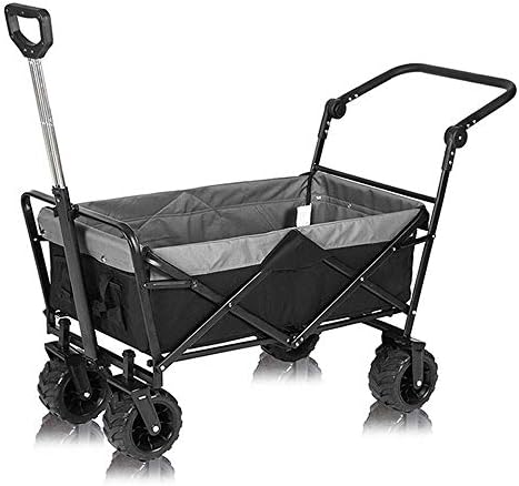Collapsible Wagon Cart with Wheels Foldable Folding Wagons Carts Silent Universal Wheels,Garden Trolley, Folding Wagon Utility Trolley Outdoor Cart Camping Cart with Lining for Camping Garde