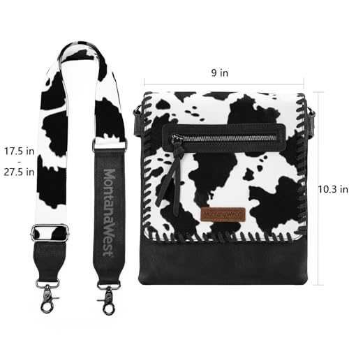 Image of Montana West Crossbody Bags for Women with Dual Compartments Western Cross Body Purse with Leopard Print Guitar Strap