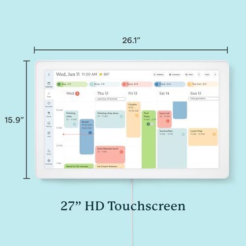 Skylight Calendar Max: 27-Inch Smart Digital Calendar & Chore Chart, Family Organizer With Interactive Touchscreen Display – Wall Mountable In Portrait Or Landscape, Classic White Frame - 6