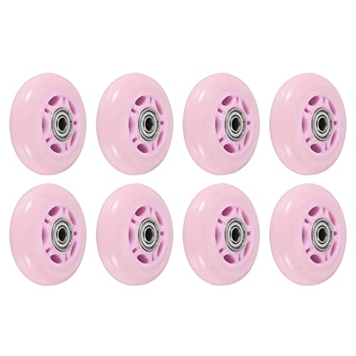 PATIKIL 70mm OD Inline Skate Wheels with Bearings, 8 Pack 82A Roller Skate Wheels Replacement Accessories for Single Row Skate Caster Board Indoor or Outdoor, Light Pink