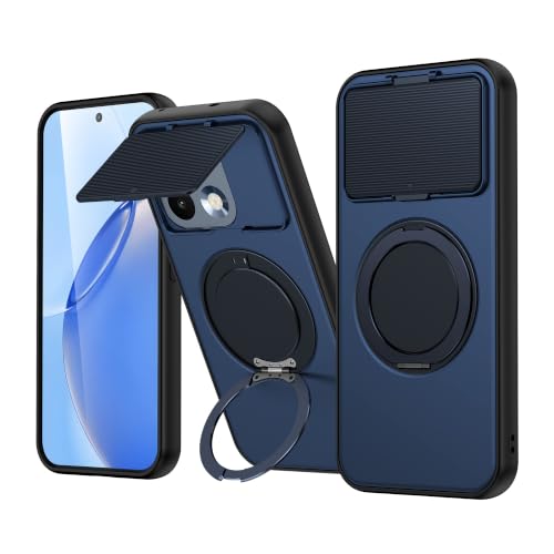 Image of SPAZY CASE Realme 16 Pro Plus Back Cover|Premium Magnetic Ring Stand Case with Camera Protection Slider|360 Rotating Kickstand|Slim & Strong Grip Phone Case for Realme 16 Pro Plus-Blue
