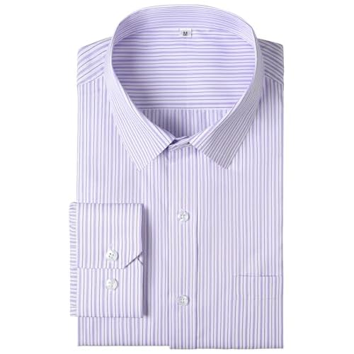 Men's Dress Shirts Long Sleeve Button Down Striped Shirt for Men Regular Fit Wrinkle Resistant Shirts X-Large 00127_937_purple Stripe