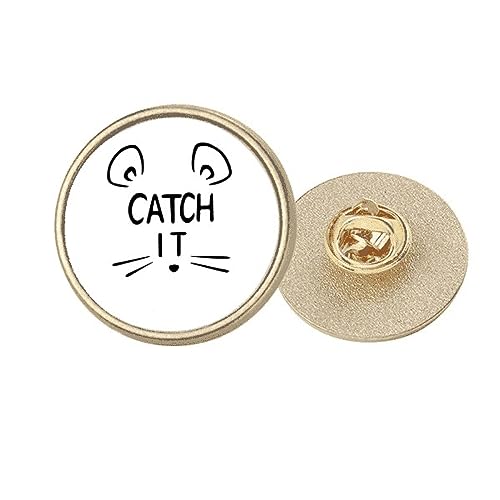 Broche ronde en métal doré Catch IT M avec motif souris élégant