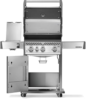 Napoleon Rogue PRO 425 Propane Gas Grill with Infrared Side Burner, Stainless Steel, Durable 4-Burner BBQ