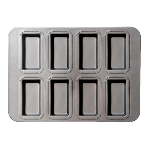Moldes pequeños para hornear, moldes de pan pequeños, bandeja rectangular dividida de carne de 8 cavidades para magdalenas, brownies, cupcakes, tarta de queso, 10 x 7.8 x 1.57 pulgadas