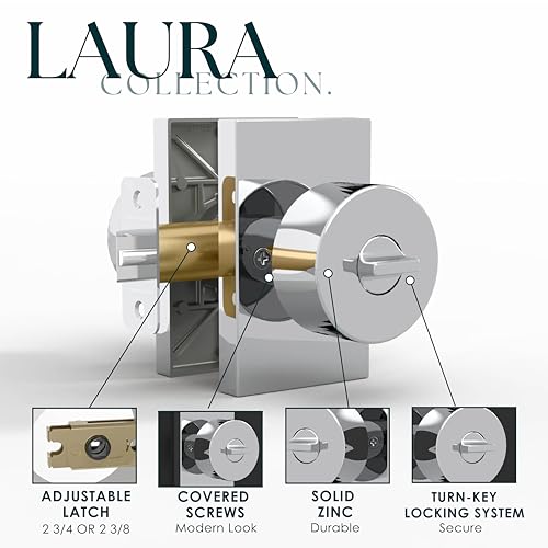 Mega Handles Laura Keyed Entry Door Knob Chrome - Reversible by Mega Handles - Used condition - Image 4