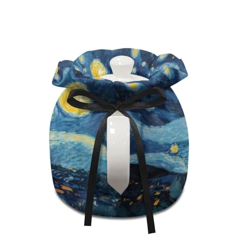 Image of Starry Cat Print Tea Cosy for Teapot Insulated Portable Protective Tea Pot Cozy Cover with Drawstring Breakfast Warmer 6.1x6.1x6.9 Inch